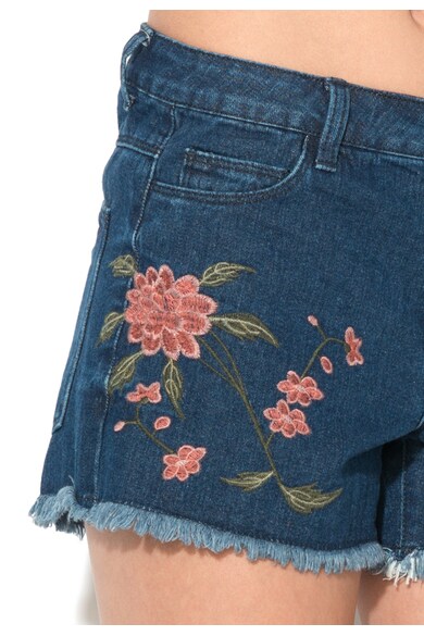 Vila Pantaloni scurti bleumarin din denim cu broderii florale Caria Femei