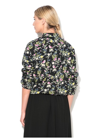 Yumi Jacheta bomber neagra cu imprimeu floral Femei