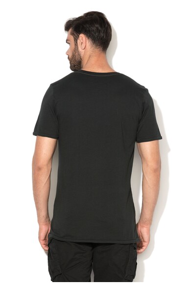 Jack & Jones Черна вталена тениска с щампа Мъже