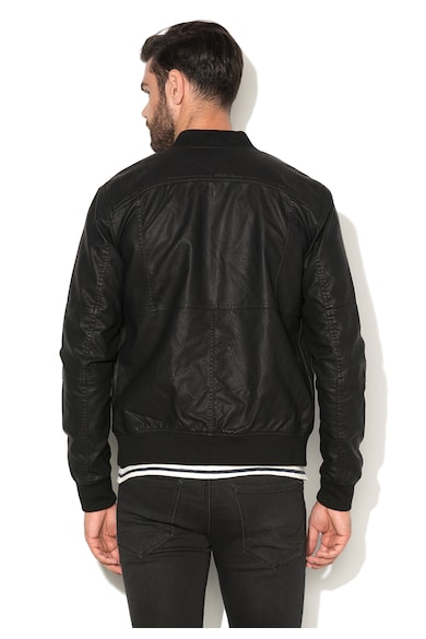 Jack & Jones Jacheta bomber neagra de piele sintetica Maison Barbati