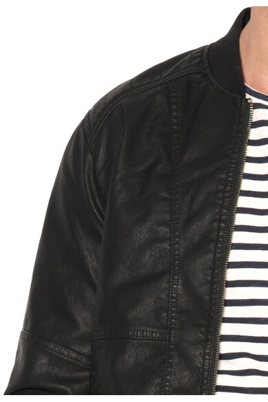 Jack & Jones Jacheta bomber neagra de piele sintetica Maison Barbati