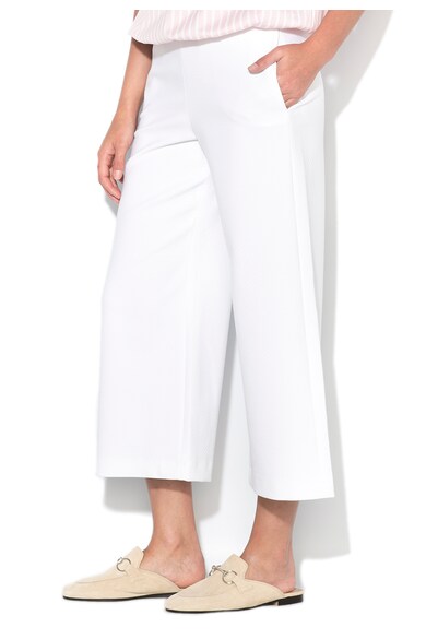 Stefanel Pantaloni albi 3/4 cu model geometric discret Femei