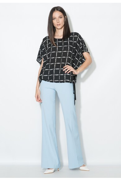 Zee Lane Collection Bluza in carouri negru si alb cu maneci kimono Femei