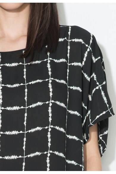 Zee Lane Collection Bluza in carouri negru si alb cu maneci kimono Femei