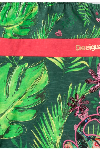 DESIGUAL Rochie in nuante de verde cu rosu si model tropical Fargo Fete