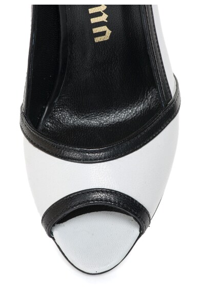John Galliano Pantofi peep-toe negru cu alb de piele Femei
