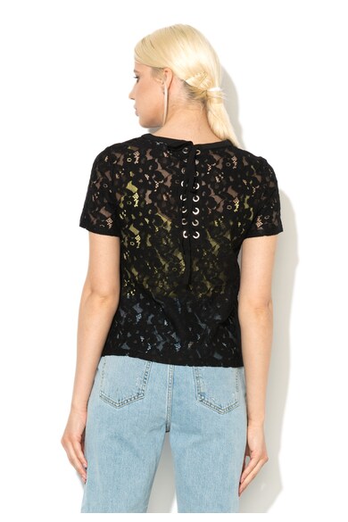 NEW LOOK Bluza neagra de dantela cu snur pe partea din spate Femei