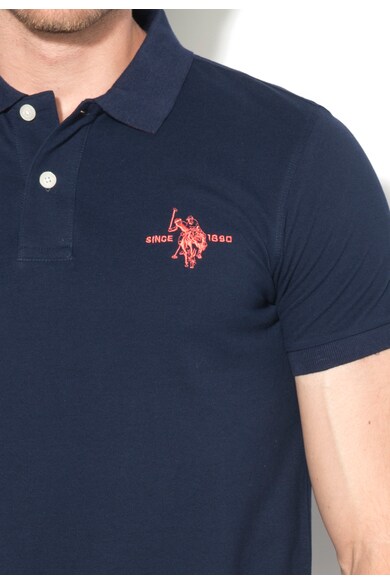 U.S. Polo Assn. Tricou polo slim fit bleumarin din pique Barbati