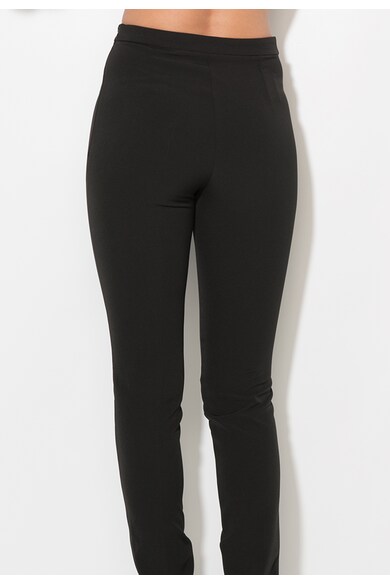 Zee Lane Collection Pantaloni negri slim fit cu slituri la terminatii Femei