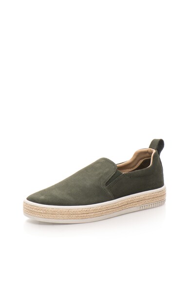 CALVIN KLEIN JEANS Pantofi slip-on verde inchis de piele intoarsa Mackenzie Barbati