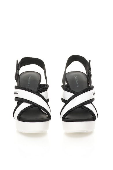 CALVIN KLEIN JEANS Sandale wedge alb cu negru Lizzie Femei