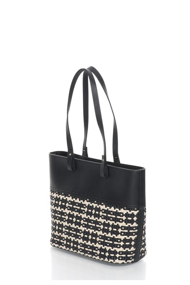 Esprit Geanta tote negru si ecru cu design impletit Femei