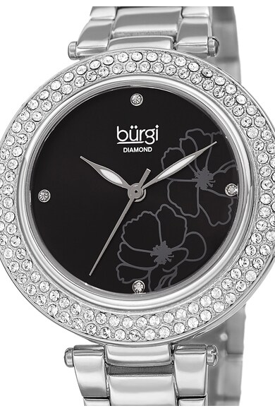 BURGI Сребрист часовник с 4 диаманта Жени