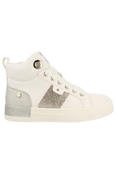 Pantofi sport mid-high din piele ecologica cu detalii stralucitoare - Alb