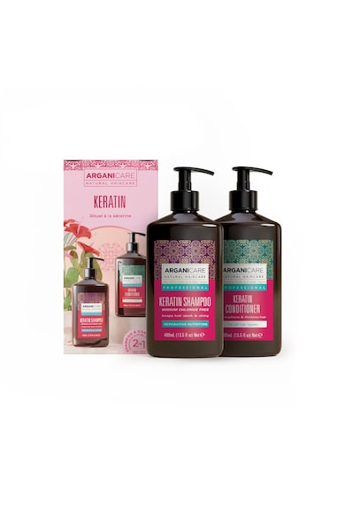 Set Sampon & Balsam cu Cheratina si Ulei de Argan pentru toate tipurile de par - 400 ml x 2