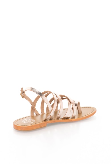 WHITE SUN Sandale slingback aurii de piele cu barete multiple Femei