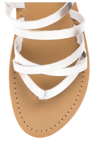 WHITE SUN Sandale argintii de piele cu barete multiple Femei