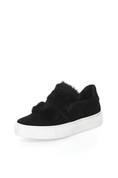 Bronx Pantofi sport slip-on flatform de piele intoarsa si blana sintetica Femei