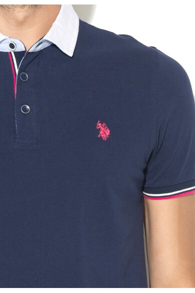 U.S. Polo Assn. Tricou polo bleumarin cu alb Gavin Barbati