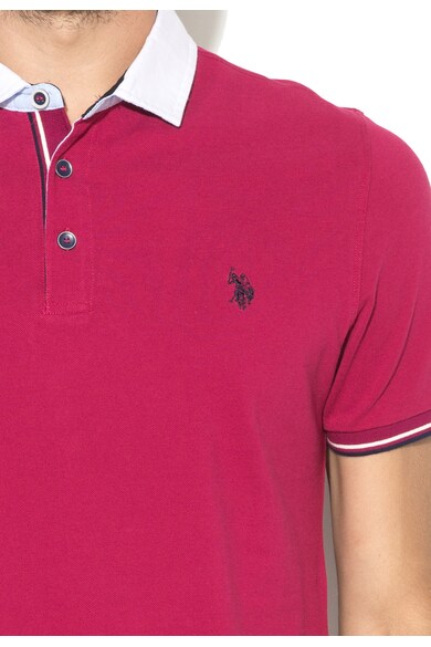 U.S. Polo Assn. Tricou polo magenta inchis din pique Gavin Barbati