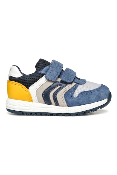 Pantofi sport cu velcro si garnituri din piele intoarsa - Galben/Albastru