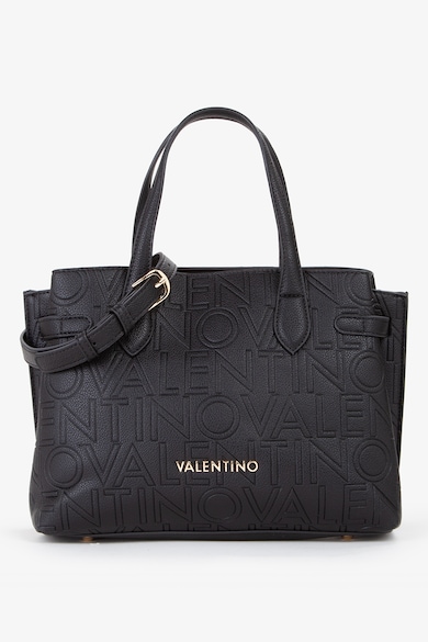 Geanta din piele ecologica cu bareta de umar cu logo - Negru stins