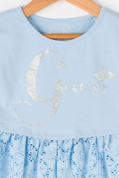 GUESS JEANS Tricou cu imprimeu stralucitor si terminatie cu dantela Fete