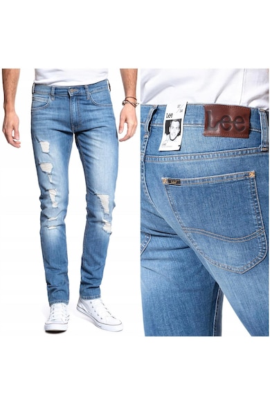 Blugi Barbati - Luke - W27-L32 - Bumbac - Fermoar - Lungi - Talie Medie - 5 Bunzuare - High-Quality - Albastru