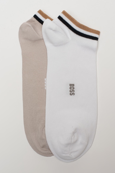 Set de sosete pana la glezna - 2 perechi - Alb/Maro deschis