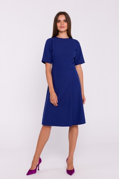 Rochie trapez cu pliuri, Albastru Stylove - Albastru