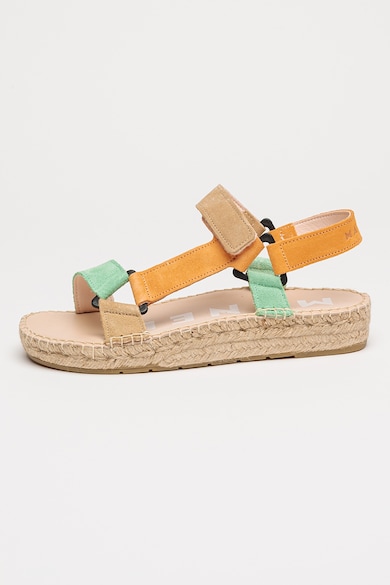 Sandale din piele intoarsa cu inchidere velcro Venice - Verde/Portocaliu pal/Maro nisip