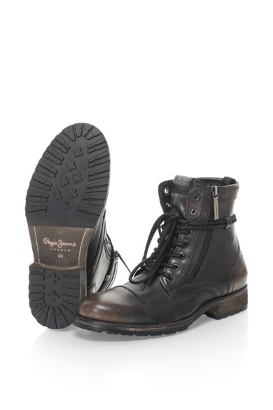 Pepe Jeans London Bocanci de piele cu aspect patinat si aplicatie cap-toe Melting Heritage Barbati