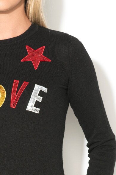 Love Moschino Pulover tricotat fin cu imprimeu text cu paiete Femei