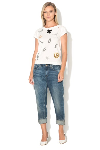 Love Moschino Tricou cu paiete si strasuri Femei