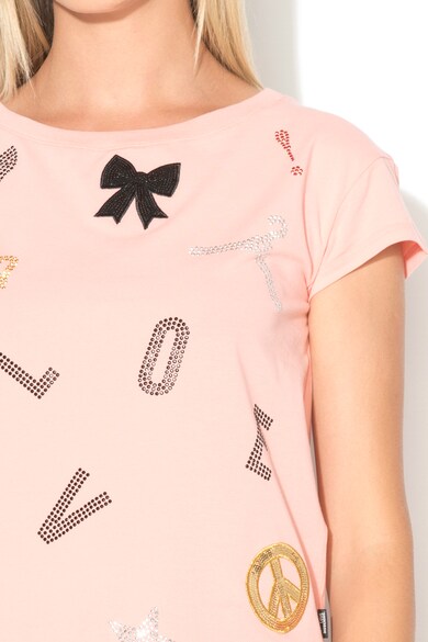 Love Moschino Tricou cu paiete si strasuri Femei