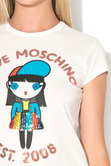 Love Moschino Tricou cu paiete si imprimeu cauciucat Femei