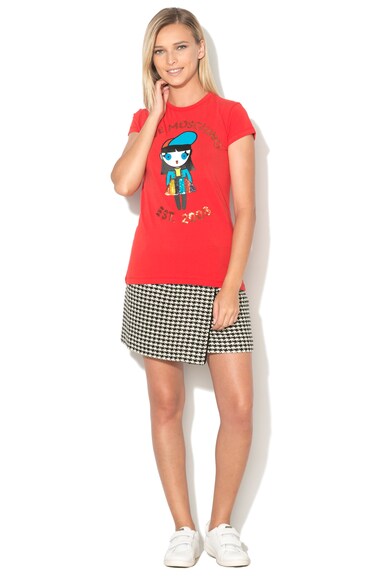 Love Moschino Tricou cu paiete si imprimeu cauciucat Femei