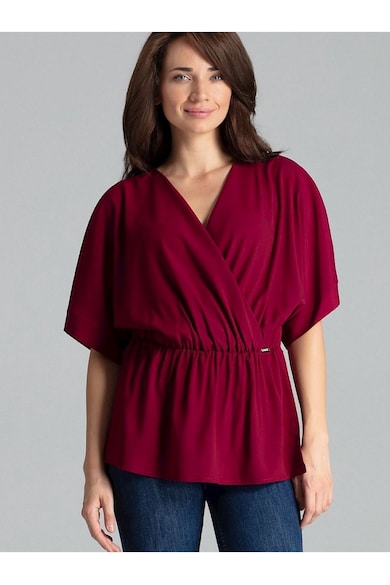 Bluza dama - lejera - cu maneci kimono - rosu - poliester