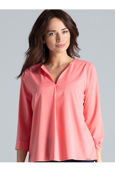 Bluza dama - roz - maneci lungi - decolteu in V - poliester