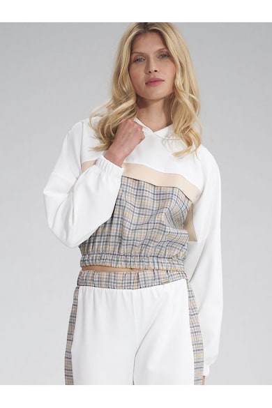 Hanorac dama bicolor - cu gluga - maneci finisate elastic - multicolor - poliester -