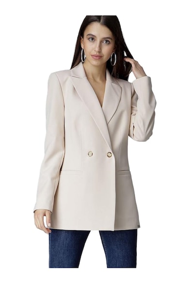 Sacou dama eleganta - subtire - decolteu in V - bej - poliester/elastan -