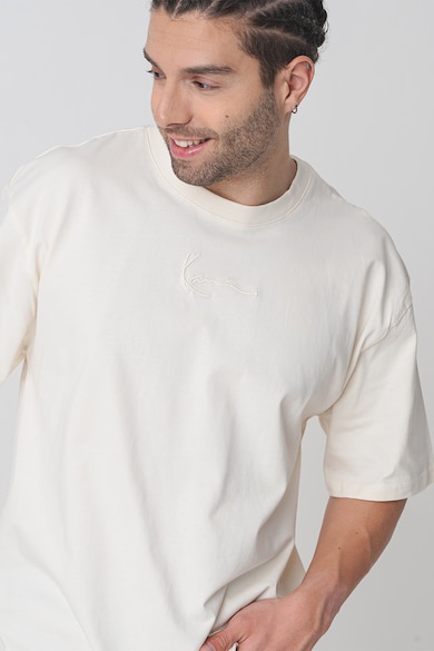 Tricou lejer cu logo pe piept - Galben pal