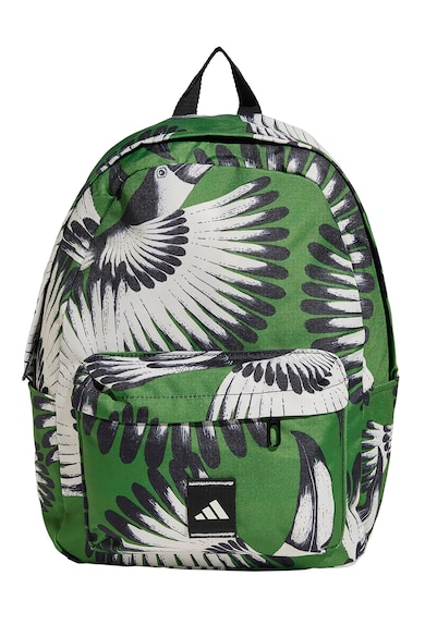 Rucsac cu model si buzunar frontal - Alb/Verde/Negru