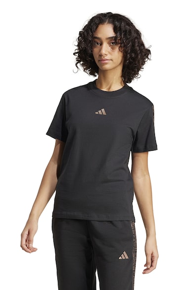 Tricou regular fit din bumbac cu logo - Negru/Maro