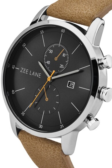 Zee Lane Часовник с каишка от изкуствена кожа, Светлокафяв / Черен Мъже