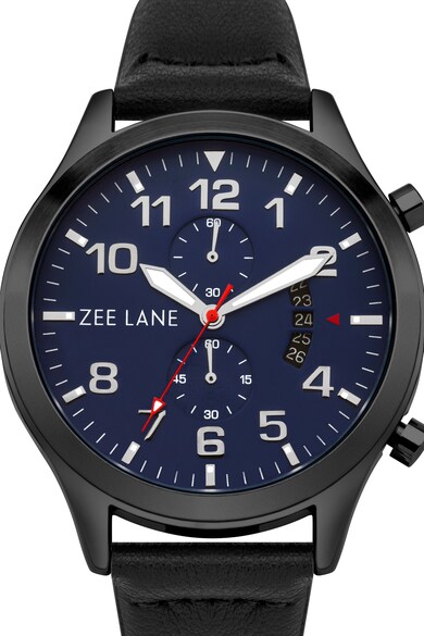 Zee Lane Collection Ceas cronograf cu o curea de piele, Negru/Albastru Barbati