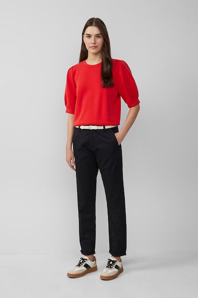 Pantaloni chino crop cu o curea - Negru