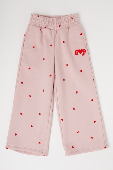 Pantaloni cu croiala ampla si model inimi - Rosu/Roz deschis