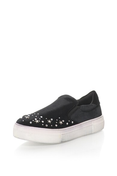 Oakoui Pantofi slip-on flatform catifelti cu strasuri Eva Femei