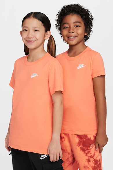 Tricou din bumbac cu decolteu la baza gatului Futura - Coral